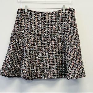 Lea & Viola Tweed Skater Mini Skirt, Size Large Pink Multi
